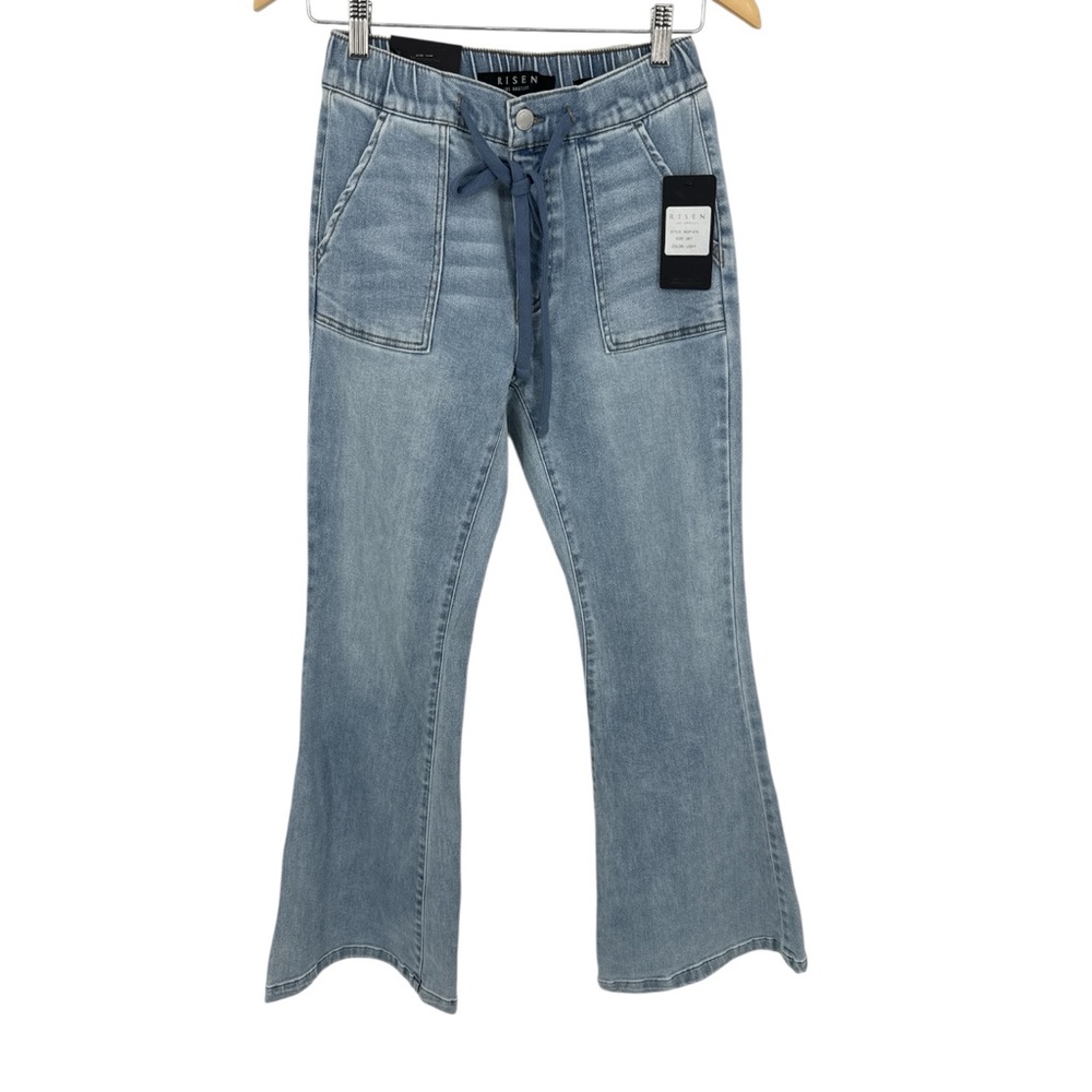 Risen Light Blue Wide Leg Jeans - Women's Flare Denim